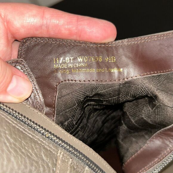 Cole Haan Taupe Leather Ankle Boots – Side Zip Buckle Booties Size 9.5B - Picture 8 of 8